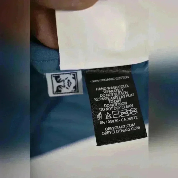 FW20 OBEY Aqua Deep Blue Boxy Fit Cotton Twill Jean Wilson  Denim Jacket Medium - Picture 10 of 10